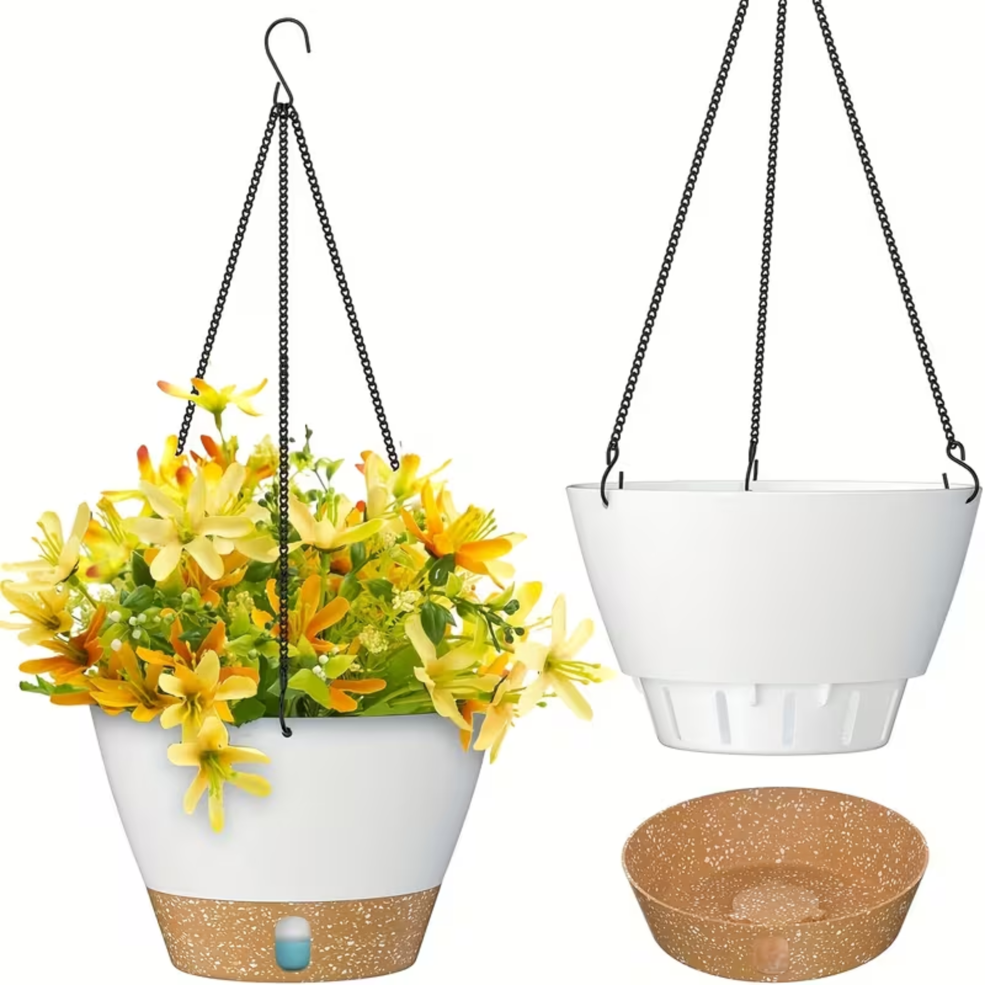 Large 2-Set Hanging Self-Watering Pots