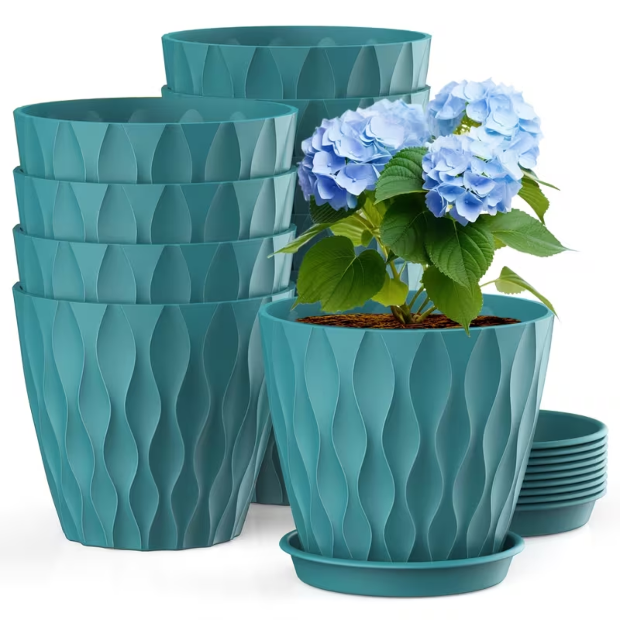 Cyan Plastic Pot